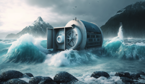EcoPulse's wave energy converter operating in a coastal setting